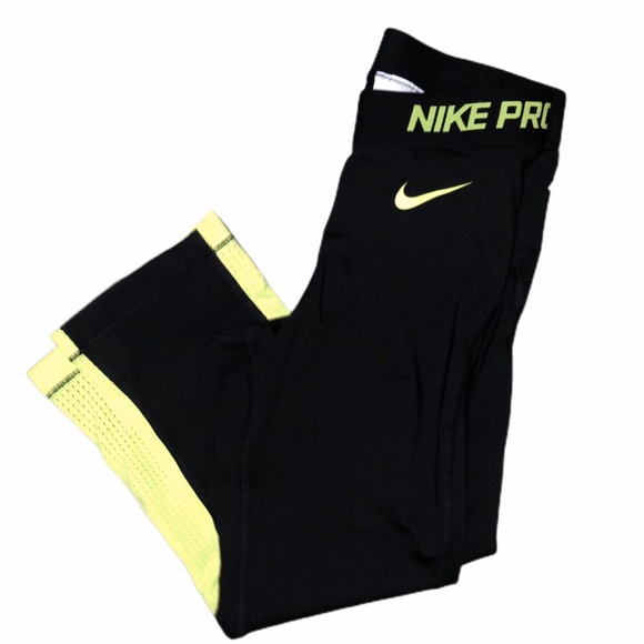 Nike Pants - Nike Pro Black Leggings with Green Details Small